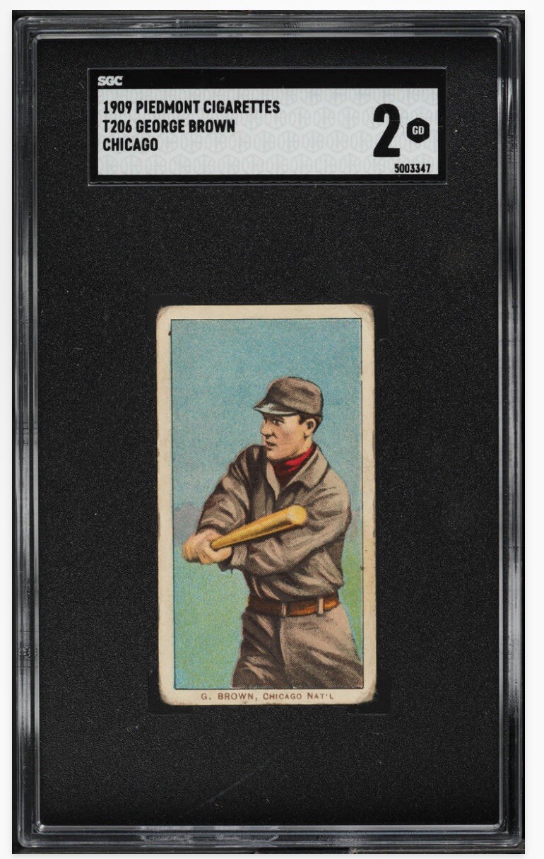 1909 T206 P150 George Brown SGC 2 Browne 1905 WSC Chicago Cubs VARIATION & UER