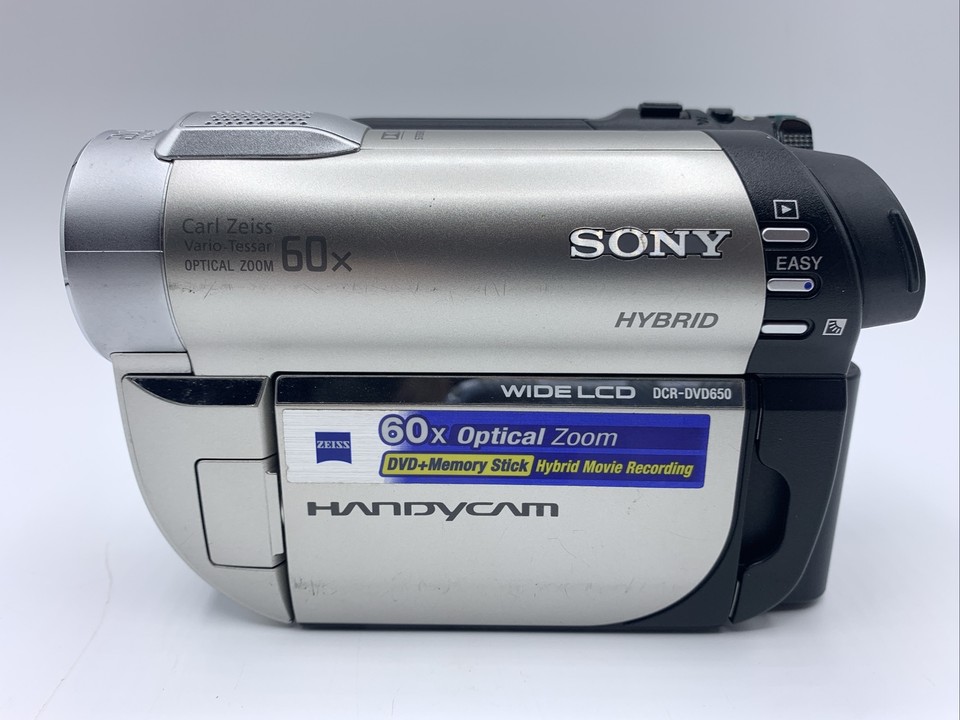 Sony Handycam Hybrid 60X DCRDVD650 Untested Mini Camcorder Carl Zeiss