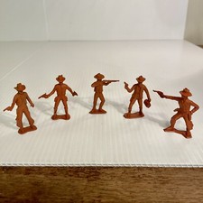 Lot of 5 Vintage Marx Fort Apache Brown Cowboys Standing All Different
