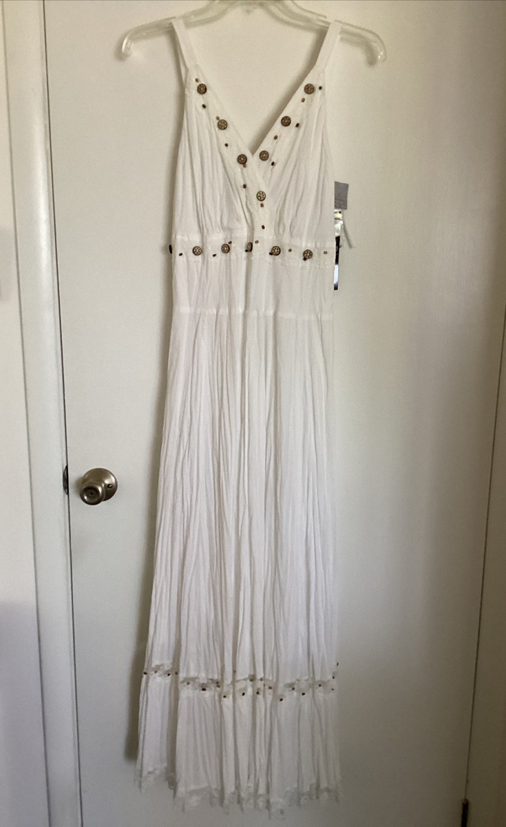 maxi dress off white Baltic Born Womens Aspen Smocked Lace Maxi Dress | Off White