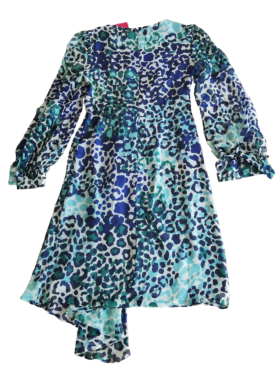 MAX MARA🌟 Printed SILK Georgette Dress 2Usa_ 4Uk_ 32De_