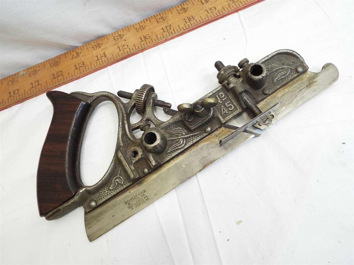 Antique Stanley No. 45 Combination Plow & Beading Plane Wood Tool