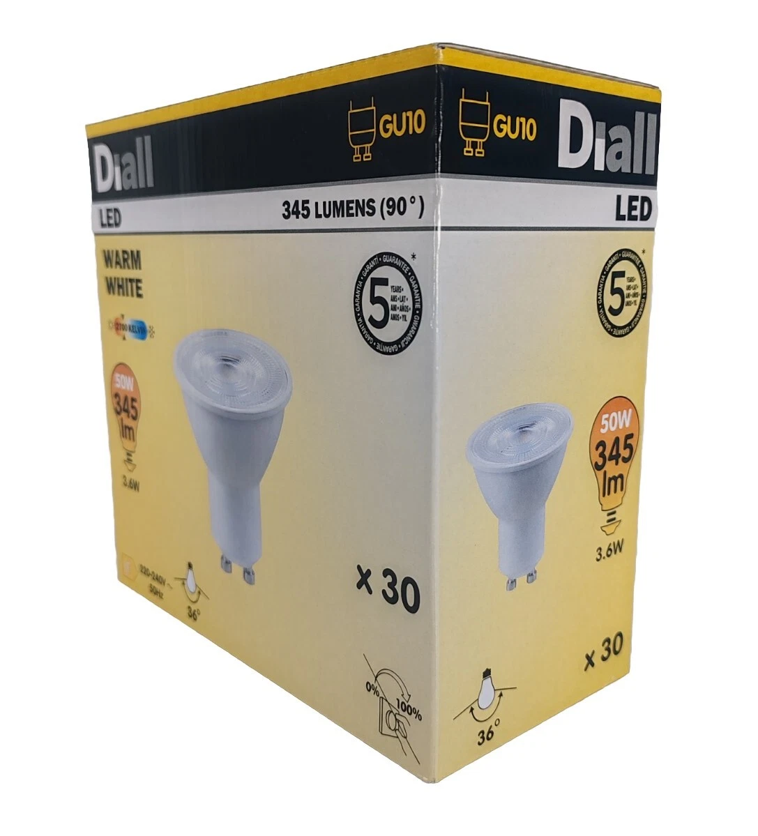 Dial 30x LED GU10 Warm White 2700 Kelvin 50w 345LM (90°) | eBay