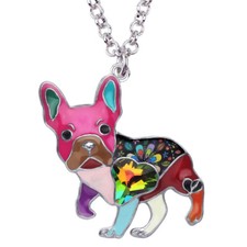 Enamel Alloy Crystal Pug Dog Necklace Pendant Choker Jewelry For Women Girl Gift