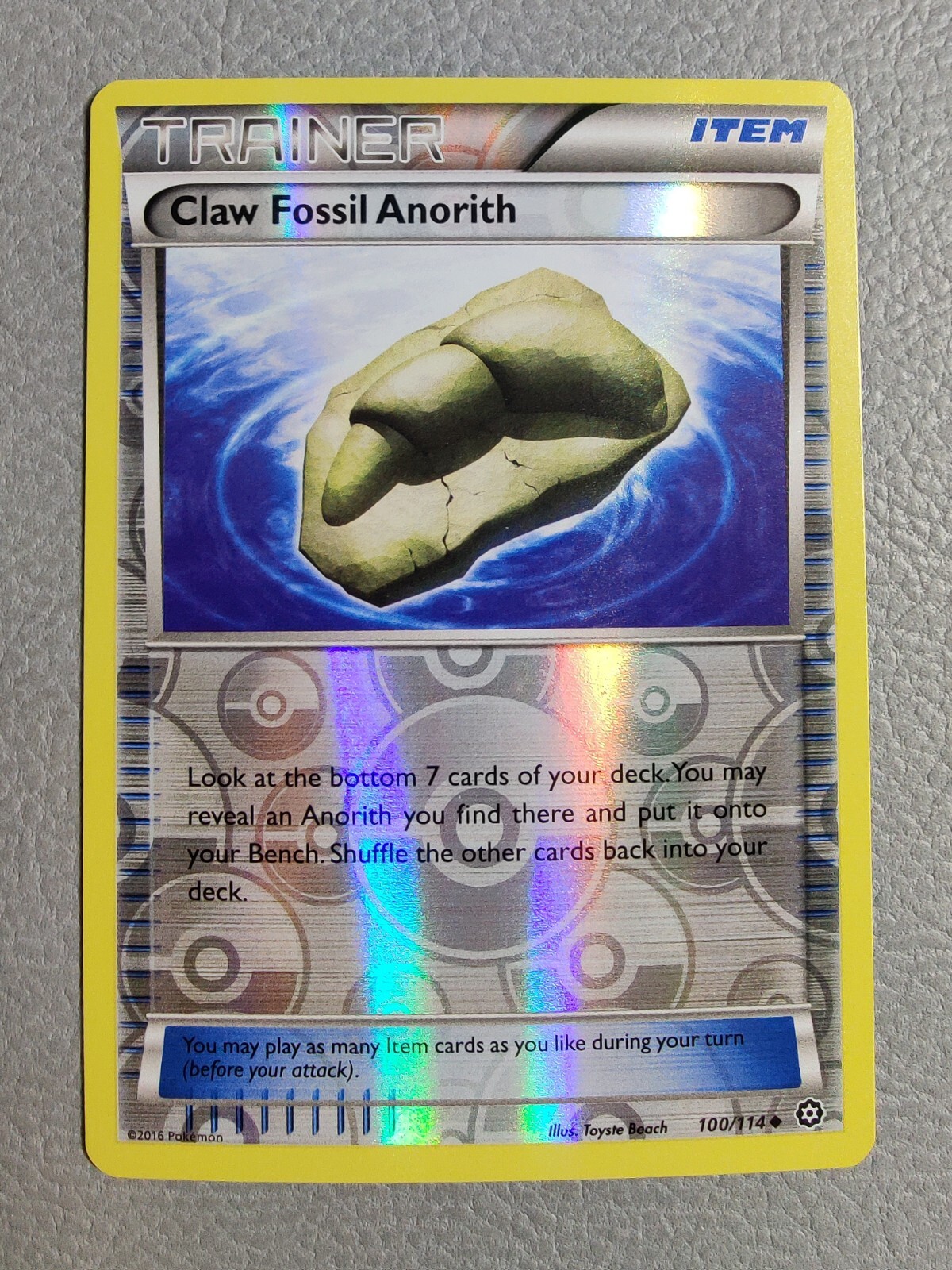 Claw Fossil Anorith Reverse Holo | NM/M | XY Steam Siege 100/114 | Pokemon