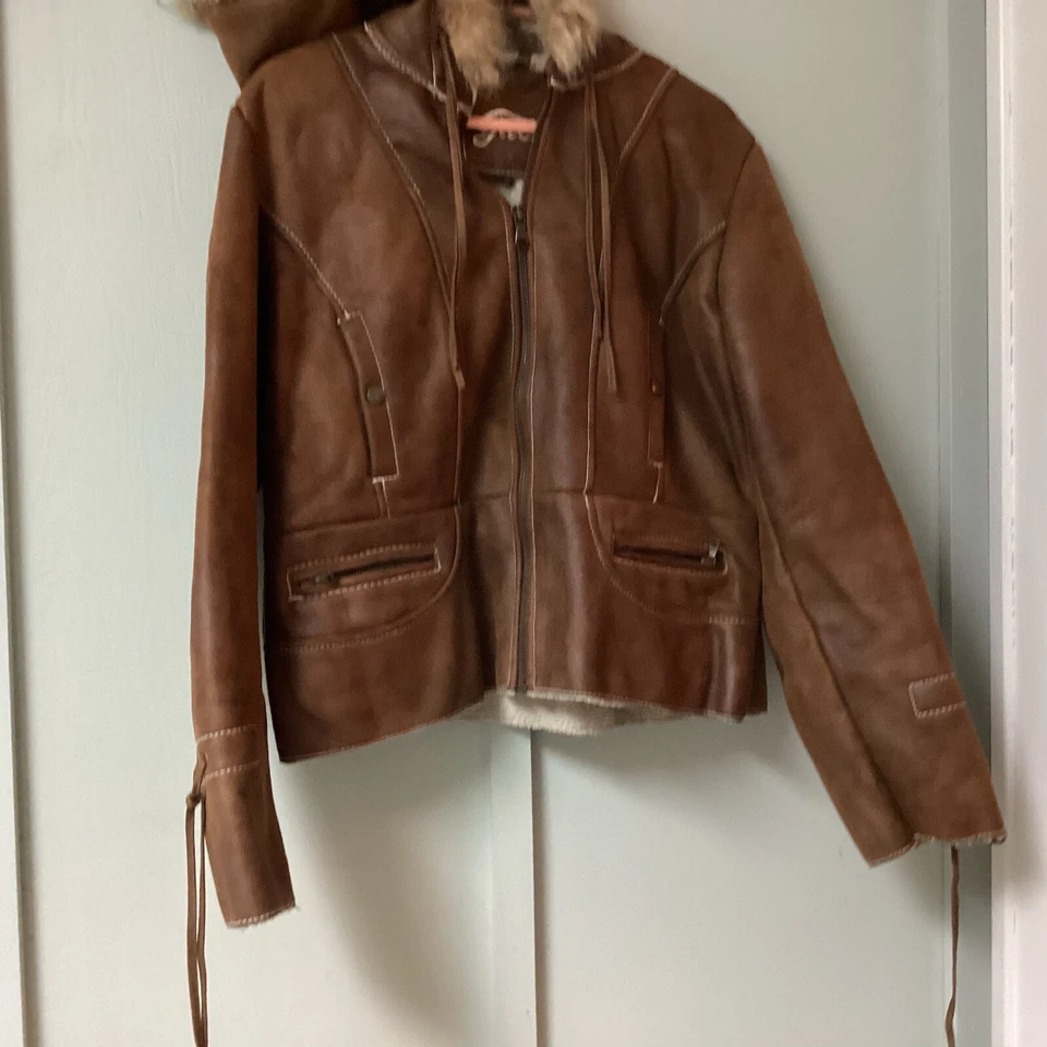 Chaqueta GUESS Vintage XL Imitación Piel/Gamuza Cuero Moto Patchwork Y2K Penny Lane Foto 4 de 4