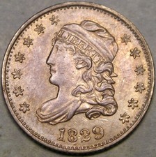 1829/1829 CAPPED BUST SILVER HALF DIME RARE REPUNCH DATE&mdash;APPEALIN BEAUTIFUL TONE