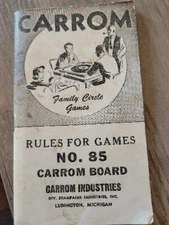 Carrom Rules For No. 85 Carrom Game Board 1945 Instruction Booklet
