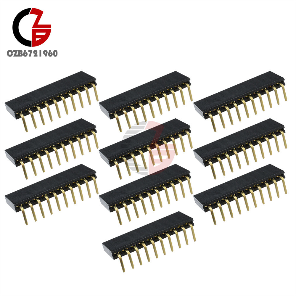 20PCS 2.54mm 1x10Pin pitch Header Right Angle Female Single Row Socket ...