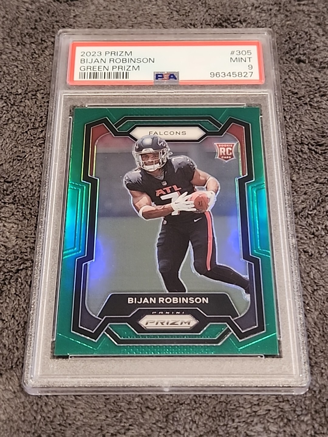 Bijan Robinson RC Green Prizm PSA 9 2023 Panini Prizm #305
