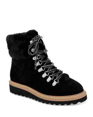 Splendid Z4048* Evita Womens Black Suede Faux Fur Hiking Boots Size 8.5 M