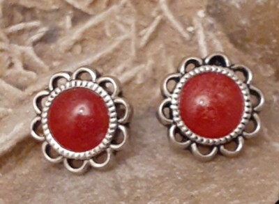 Designer Barse Fine Sterling Silver Rasberry Quartz Round Stud Earrings 925