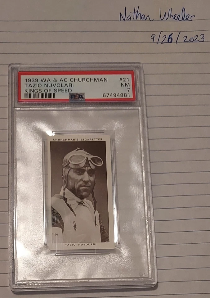 1939 Churchman Tazio Nuvolani, PSA 7 Only 5 graded higher Buy It Now - Image 3 of 3