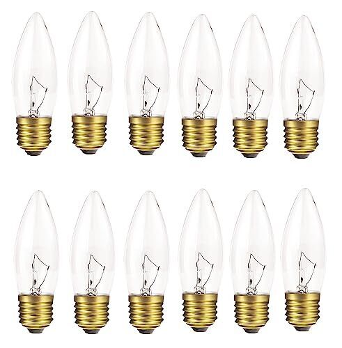 40W Incandescent Torpedo Tip Chandelier,Incandescent Light Bulb, Clear Finish,