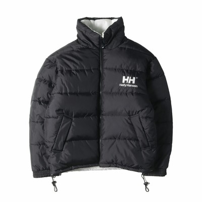 HELLY HANSEN JACKET SIZE: M 00s BIG LOGO REVERSIBLE DOWN BLACK WHITE Used BEEG-0