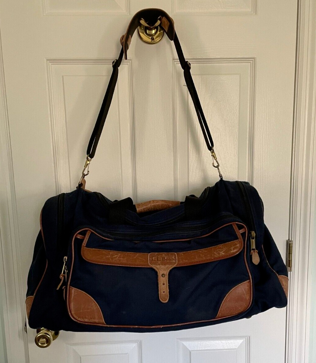 Vintage L.L. Bean Canvas and Leather Duffle Bag 24 X … Gem
