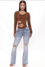 Fashion Nova Cut Of The Action Brown Bodysuit