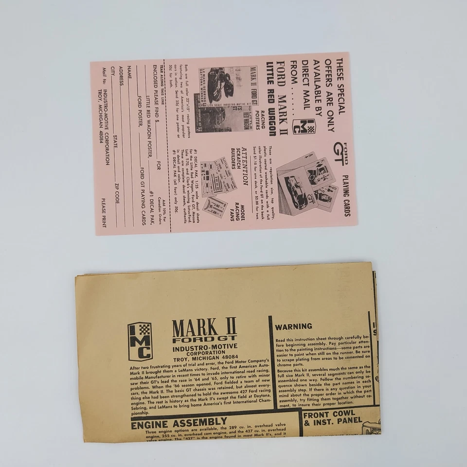 IMC Mark II Ford GT Plastic Kit 1:25 No. 112-200 Made In USA 1960S - Image 4 of 4