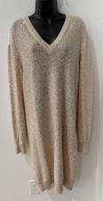 STELLA McCARTNEY | V-Neck SEQUIN SWEATER DRESS | Champagne Gold | Italy Size 46
