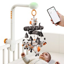 TUMAMA Baby Crib Mobile, High Contrast Baby Crib Toy with Projection Night Li...