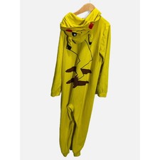 Pokemon Pikachu Union Suit Kids 10/12 Yellow Hooded Sleeper Pajamas Cosplay
