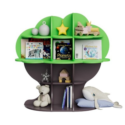 Green Tree Kids Bookshelf Toddler Bookcase 4-Tier Baby Book Rack Boy Girl s Gift