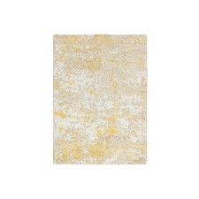 2'x2'9" Gold-Cream Hand Knotted Abstract Design Wool and Silk Mat Rug R64344