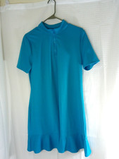TOMMY BAHAMA Aqua Blue Quarter Zip Ruffle Golf Dress Active Wear Sz L NWT
