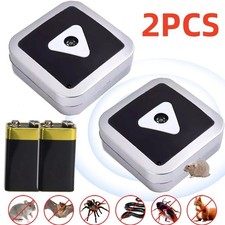 2pc Ultrasonic Mouse Repeller Rat Rodent Insect Spider Repellent with Batteries