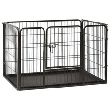 Dog Playpen Black Powder-coated steel 36.0x23.2x24.0 in Foldable