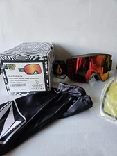 Volcom Garden Goggles Miltary Gold/Red Chrome + Bonus Lens  Yellow