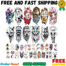 77 Sheets Pet Animal Temporary Tattoo for Women Men, 17 Sheets Half Arm Cat D