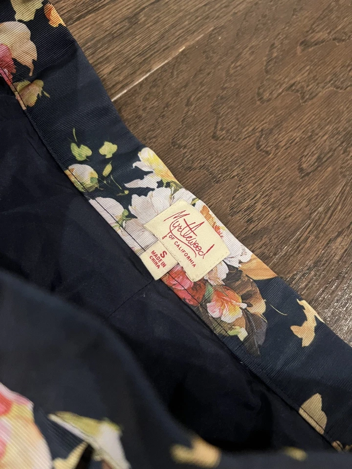 Myrtlewood of California S Azul Floral Retro Mod Falda Completa Plisada Excelente UE Foto 4 de 4