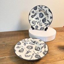 Royal Stafford Toile De Legumes Black Salad / Soup Plate Set Of 2 Replacements