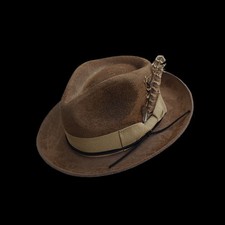 Men Old Retro Wool Felt Hat Feather Decorated Wool Hat British Teardrop Tops Hat