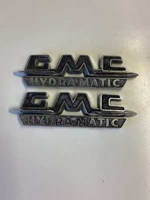 (2) 1955 56 57 GMC Hydramatic Fender Emblems  , Original 