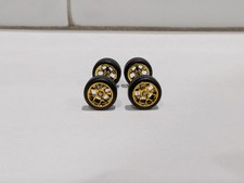 1:64 Scale 10.8mm Gold Chrome BBS RK Style Real Rider wheels and tires