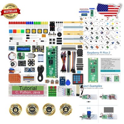 Raspberry Pi Pico 2 Starter Kit, 224 Items, 119 Projects, Bluetooth Wi-Fi USB