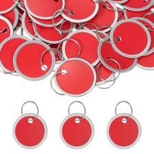 50Pcs 1.2" Metal Rim Key Tags Identifiers Round Blank Paper Tags Red