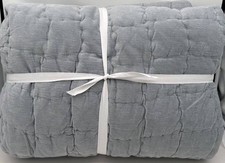Pottery Barn Cozy Cloud Handcrafted FULL / QUEEN Quilt  Chambray Blue