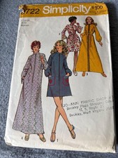 Simplicity 7222 Sewing Pattern Womens Robe in 2 Lengths Size X-Large 38-40 Vinta