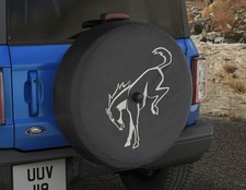 Original Ford Reserveradabdeckung schwarz mit wei&szlig;em Bronco Pony Logo 5932627