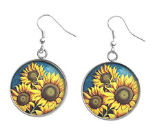Sunflower Art Print Earrings Lightweight Dangle Earrings