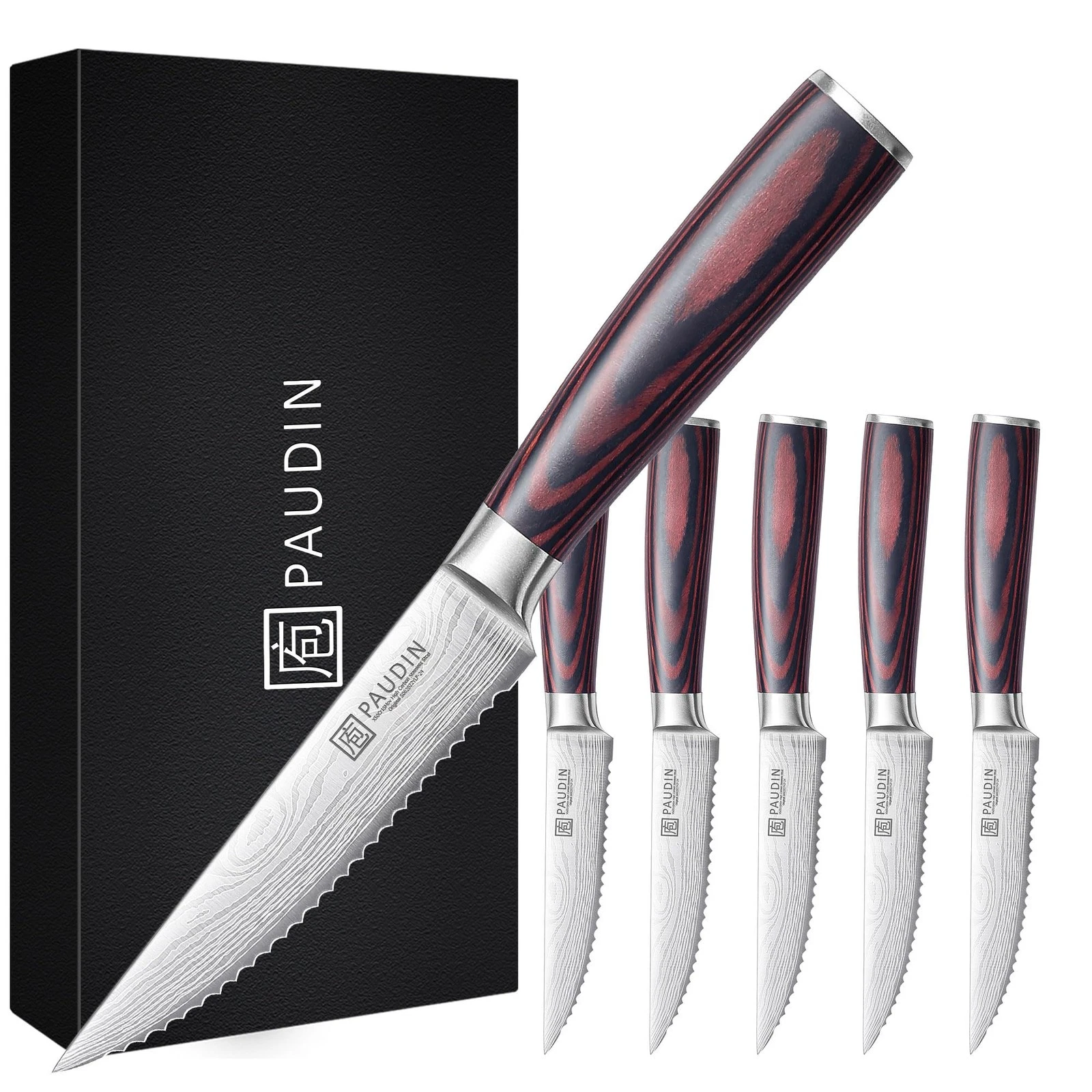Steak , Steak Set of 6, Ultra Sharp 4.5 Inch Serrated Steak , High Carbon Sta...
Opens in a new wind