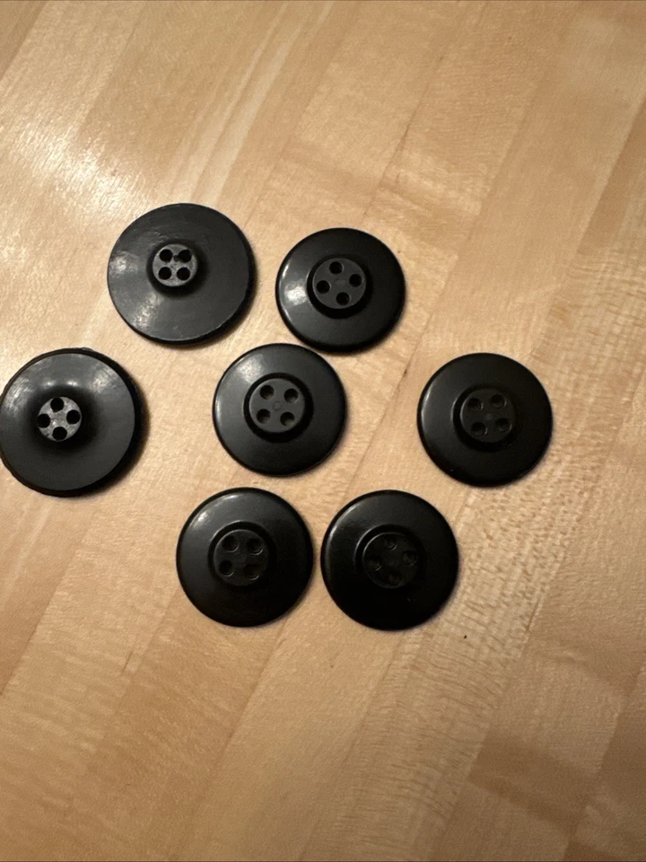 Vtg 60s Navy Peacoat Anchor Buttons 1.25” Black Plastic 7 Buttons Total  - Image 2 of 2