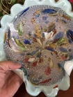 Vintage MCM large tutti-frutti Murano glass clamshell-style bowl ashtray 9 X 9.5