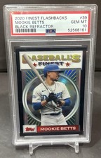 2020 TOPPS FINEST FLASHBACKS MOOKIE BETTS #39 BLACK REFRACTOR 02/25 PSA 10
