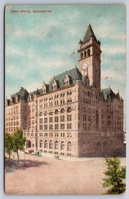 Antique Postcard Washington DC Post Office Building Avenue View USA Posted 1910