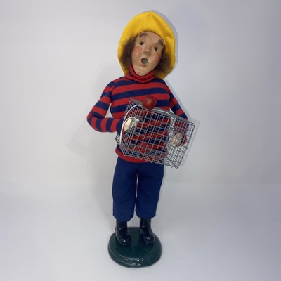 Vintage Byers Choice The Carolers 2000 Fisherman With Crab Cage Red Stripe