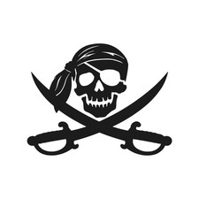Pirate Skull With Crossed Swords Vinyl Decal Jolly Roger Style Car Sticker